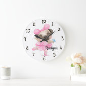 Ballerina Mops Große Wanduhr (Zuhause)
