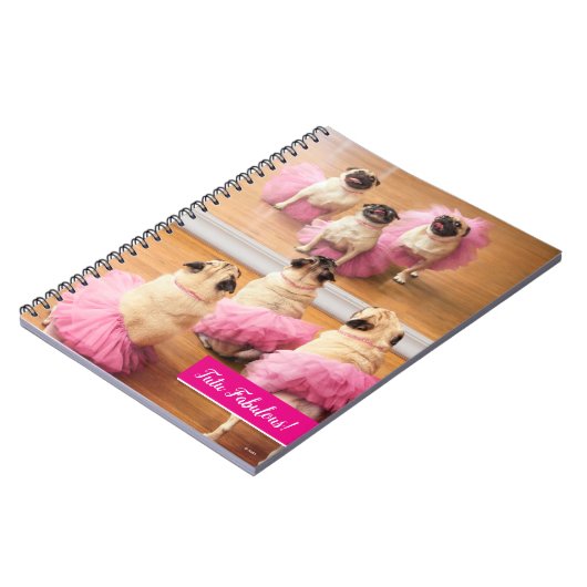 Ballerina-Mops in Tutus Notizblock (Linke Seite)