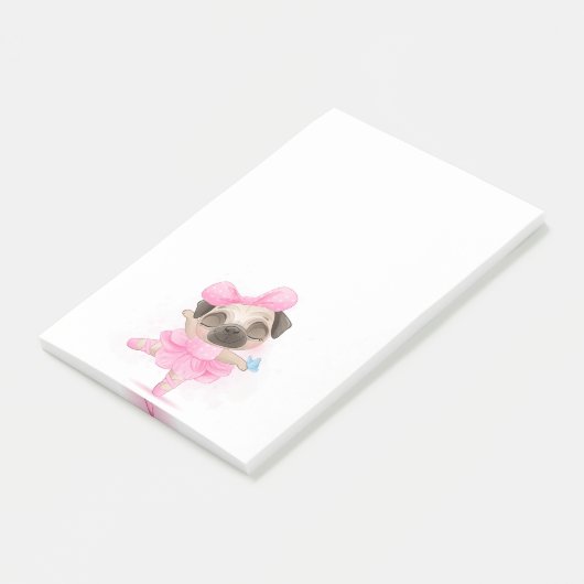 Ballerina Mops Post-it Klebezettel (angewinkelt)