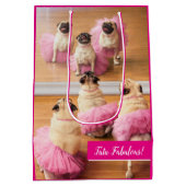 Ballerina-Möpsen in Tutus Mittlere Geschenktüte (Rückseite)