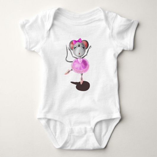 Ballerina Mouse Funny Baby Bodysuit Strampler (Vorderseite)
