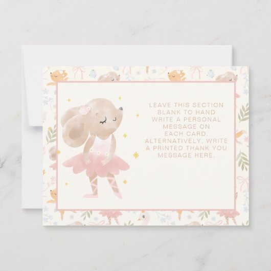 Ballerina Mouse Tutu begeistert Dankeskarte (Rückseite)
