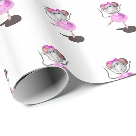 Ballerina Mouse Wrapping Paper Happy Ballet Dancer Geschenkpapier (Rolleneckpunkt)