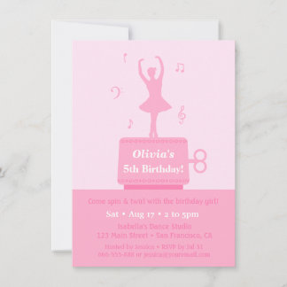 Ballerina Music Box Girl Birthday Party Einladung