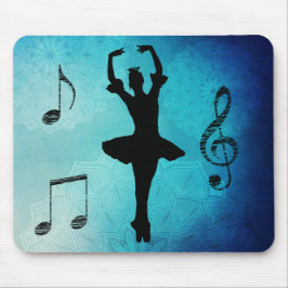 Ballerina-musikalische Anmerkungen und blaue Mousepad