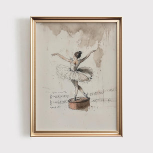 Ballerina Musikdose Druck, Vintage Mädchen Kinderz Poster