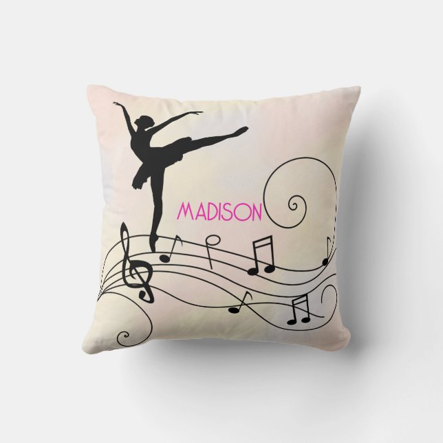 Ballerina & Musiknotens Wave Throw Kissen (Rückseite)