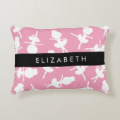 Ballerina Muster, Ballettmädchen, Tanz, Ihr Name Dekokissen (Vorderseite)