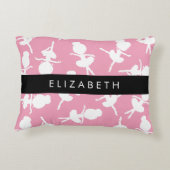 Ballerina Muster, Ballettmädchen, Tanz, Ihr Name Dekokissen (Rückseite)