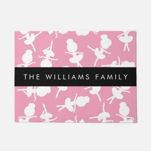 Ballerina Muster, Ballettmädchen, Tanz, Ihr Name Fußmatte (Vorderseite)