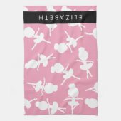 Ballerina Muster, Ballettmädchen, Tanz, Ihr Name Geschirrtuch (Vertikal)