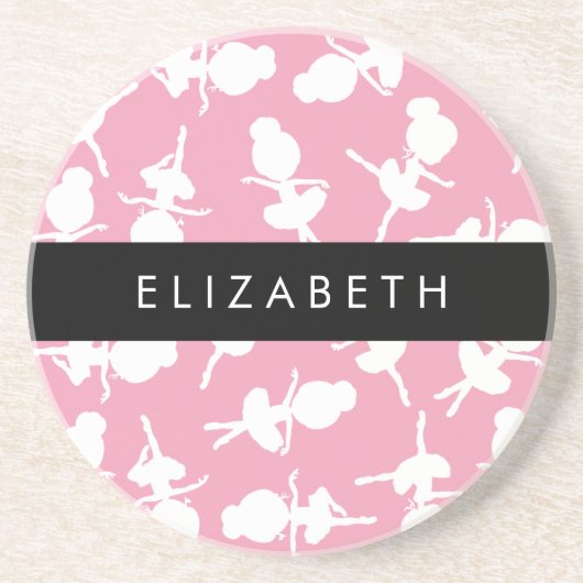 Ballerina Muster, Ballettmädchen, Tanz, Ihr Name Getränkeuntersetzer (Vorne)