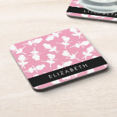 Ballerina Muster, Ballettmädchen, Tanz, Ihr Name Getränkeuntersetzer (Linke Seite)