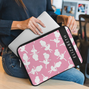 Ballerina Muster, Ballettmädchen, Tanz, Ihr Name Laptopschutzhülle