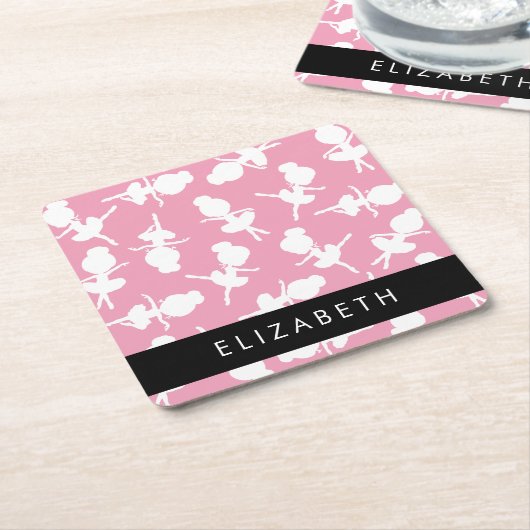 Ballerina Muster, Ballettmädchen, Tanz, Ihr Name Rechteckiger Pappuntersetzer (angewinkelt)