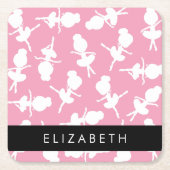 Ballerina Muster, Ballettmädchen, Tanz, Ihr Name Rechteckiger Pappuntersetzer (Vorderseite)