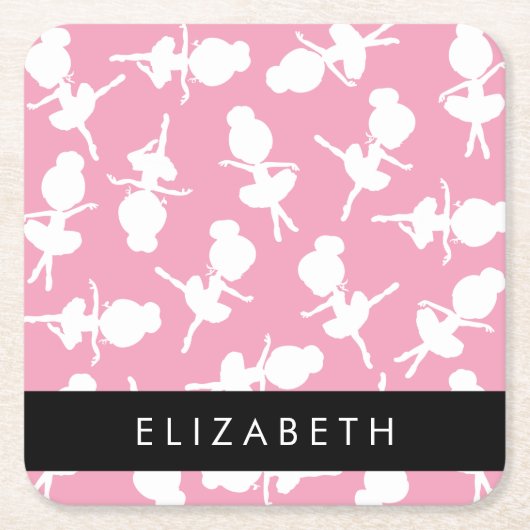 Ballerina Muster, Ballettmädchen, Tanz, Ihr Name Rechteckiger Pappuntersetzer (Vorderseite)