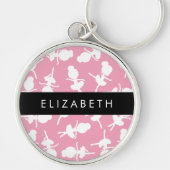 Ballerina Muster, Ballettmädchen, Tanz, Ihr Name Schlüsselanhänger (Vorne)