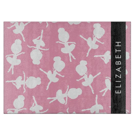 Ballerina Muster, Ballettmädchen, Tanz, Ihr Name Schneidebrett (Vorderseite)