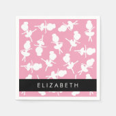 Ballerina Muster, Ballettmädchen, Tanz, Ihr Name Serviette (Vorderseite)