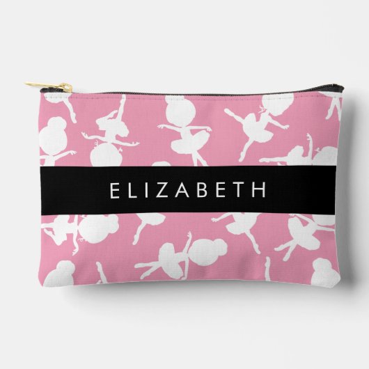 Ballerina Muster, Ballettmädchen, Tanz, Ihr Name Zubehörtasche (Vorderseite)