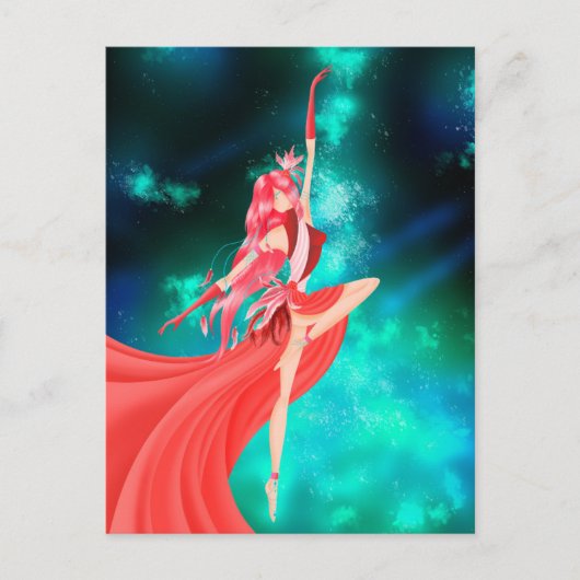 Ballerina Nachthimmel Postkarte (Vorderseite)