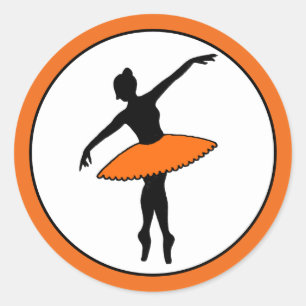 Ballerina Neon Ballet Dancer Silhouette Orange Runder Aufkleber