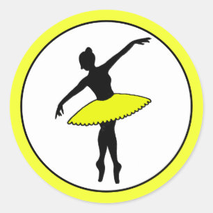 Ballerina Neon Ballet Tänzerin Silhouette Gelb Runder Aufkleber