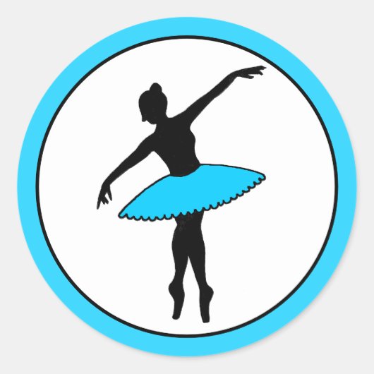 Ballerina Neon Ballet Tänzerin Silhouette Runder Aufkleber (Vorderseite)