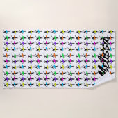 Ballerina Neon Tutus Silhouette Ballett Tänzer Strandtuch (Vorderseite)