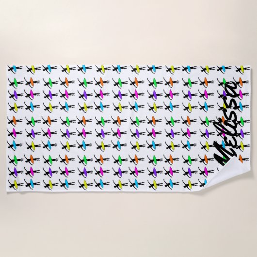 Ballerina Neon Tutus Silhouette Ballett Tänzer Strandtuch (Vorderseite)