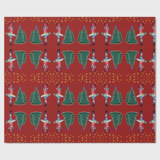 Ballerina Neues Jahr Matte Wrapping Paper Geschenkpapier (Flach)