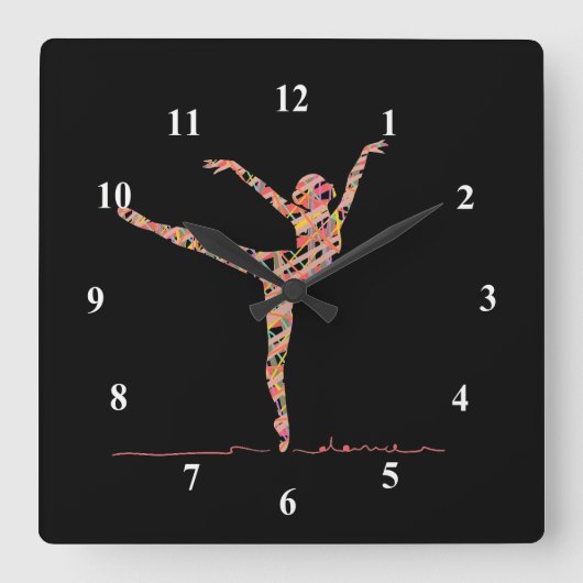 Ballerina niedliches Tanzballett Quadratische Wanduhr (Vorderseite)