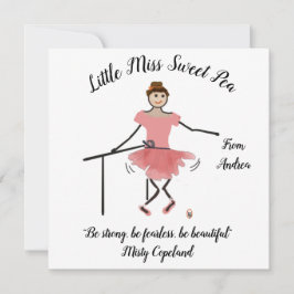 Ballerina Note Card w Little Miss Sweet Pea Dankeskarte