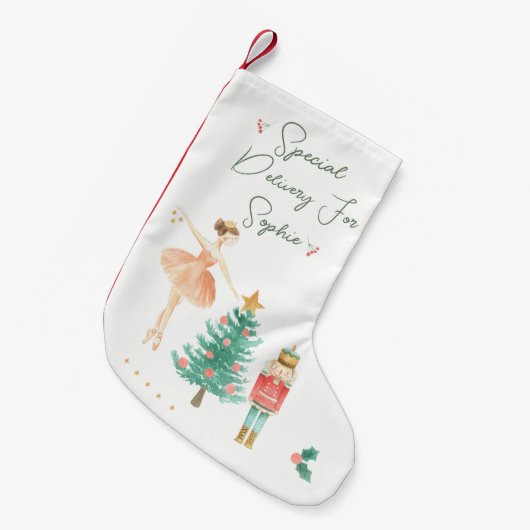 Ballerina, Nutcracker, Baum Weihnachten Strumpf Kleiner Weihnachtsstrumpf (Vorderansicht (hängend))