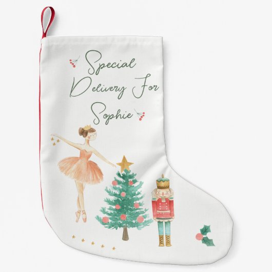 Ballerina, Nutcracker, Baum Weihnachten Strumpf Kleiner Weihnachtsstrumpf (Vorderseite)