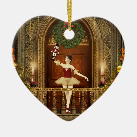 Ballerina Nutcracker Buon Natale Heart Ornament (Vorne)
