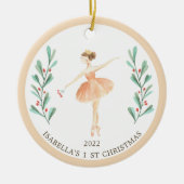 Ballerina/Nutcracker Girl's 1. Weihnachten Keramik Ornament (Vorne)