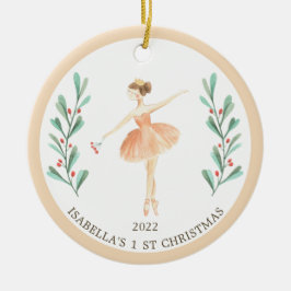 Ballerina/Nutcracker Girl's 1. Weihnachten Keramik Ornament