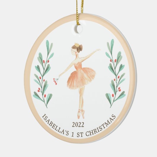 Ballerina/Nutcracker Girl's 1. Weihnachten Keramik Ornament (Links)