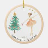 Ballerina/Nutcracker Girl's 1. Weihnachten Keramik Ornament (Hinten)