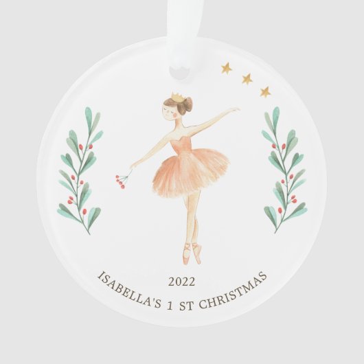 Ballerina/Nutcracker Girl's 1. Weihnachtsfeier-Ker Ornament (Vorderseite)