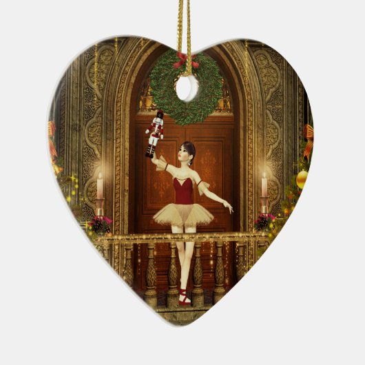 Ballerina Nutcracker Joyeux Noël Heart Ornament (Rechts)