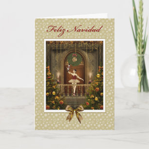 Ballerina Nutcracker Spanish Feliz Navidad Card Feiertagskarte