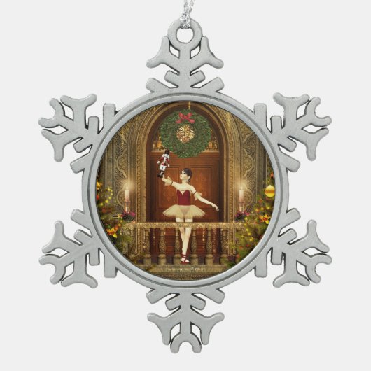Ballerina Nutcracker Tanzen Schneeflocken Ornament (Vorderseite)