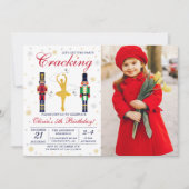 Ballerina Nutcracker Weihnachten Geburtstag Foto Einladung (Vorderseite)