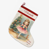 Ballerina Nutcracker Weihnachts-Strumpf Großer Weihnachtsstrumpf (Vorderansicht (hängend))