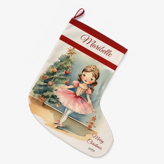 Ballerina Nutcracker Weihnachts-Strumpf Großer Weihnachtsstrumpf (Vorderansicht (hängend))
