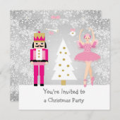 Ballerina, Nutcracker, Weihnachtsbaum Einladung (Vorne/Hinten)