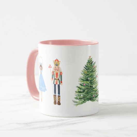 Ballerina Nutcracker Weihnachtsfeiertag Rosa Tasse (Vorderseite Links)